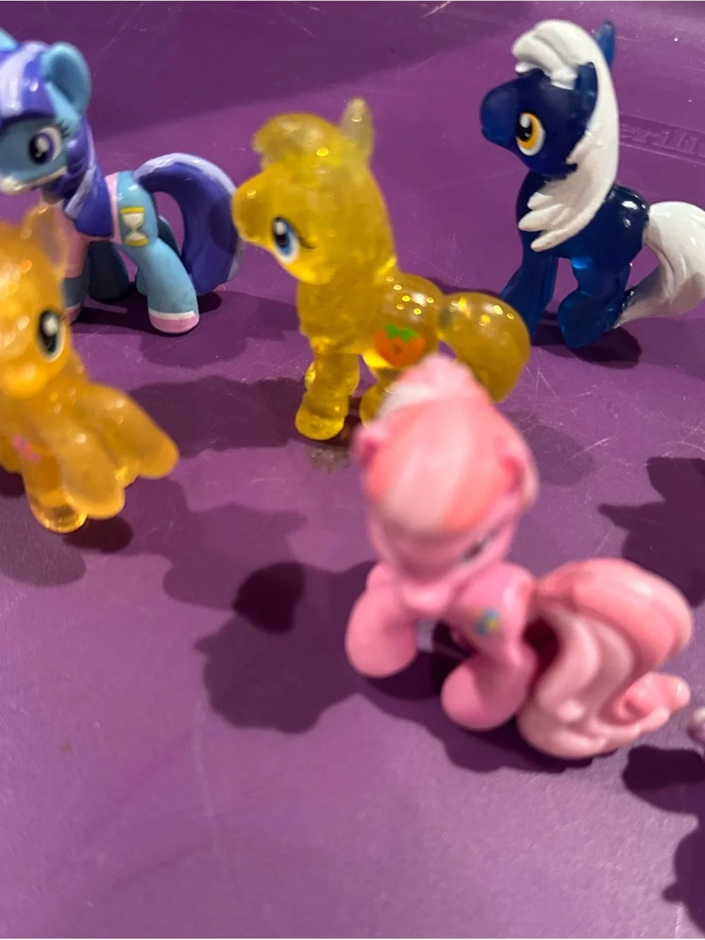 Hasbro Pink and Yellow Glitter Pony Figurine Duo